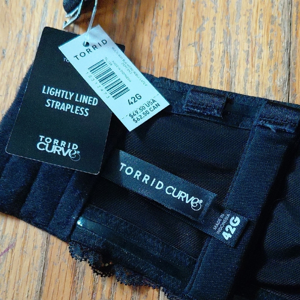 Torrid Black Strapless Bra with Lace Detail - Picture 2 of 7